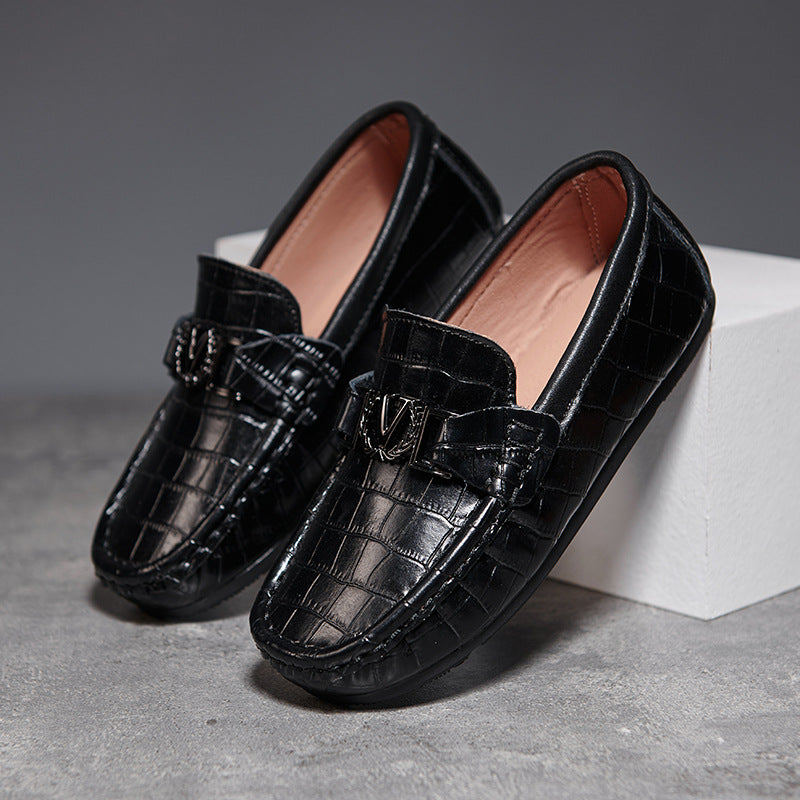 Sapatos Infantis Peas - Sapatos de Couro Deslizantes para Crianças - O Retalho