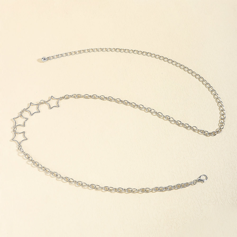 Simple Fashion Men And Women Star Metal Waist Chain Sexy Cutout Five-pointed Star Body Chain Jeans Dress Accessories - O Retalho