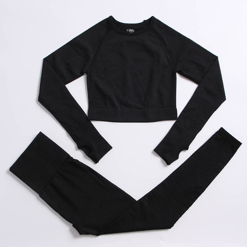 Conjunto de Roupas de Yoga Fitness - Elegância Sem Costuras para Mulheres Ativas - O Retalho