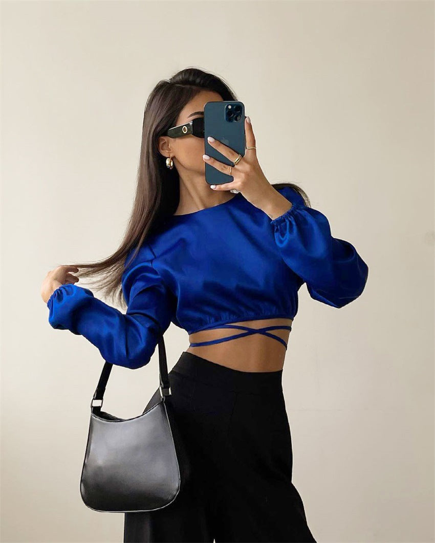 Crop top sem costas manga longa - O Retalho
