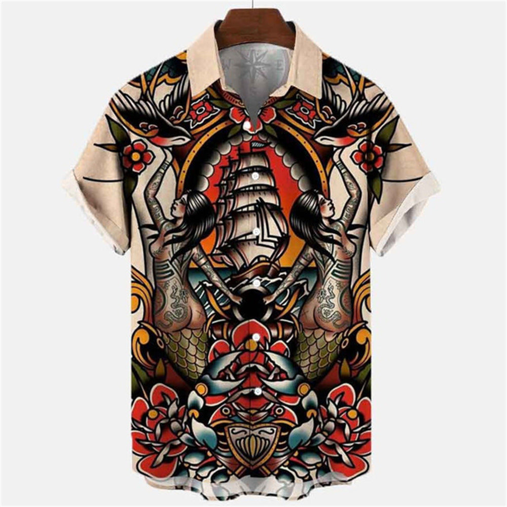 🌑Camisa Havaiana Animal Retro Mito 3D - O Retalho
