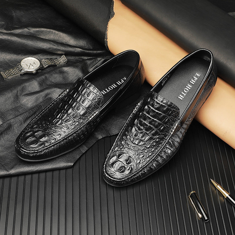 sapatos casuais de couro de primeira camada para homem - O Retalho