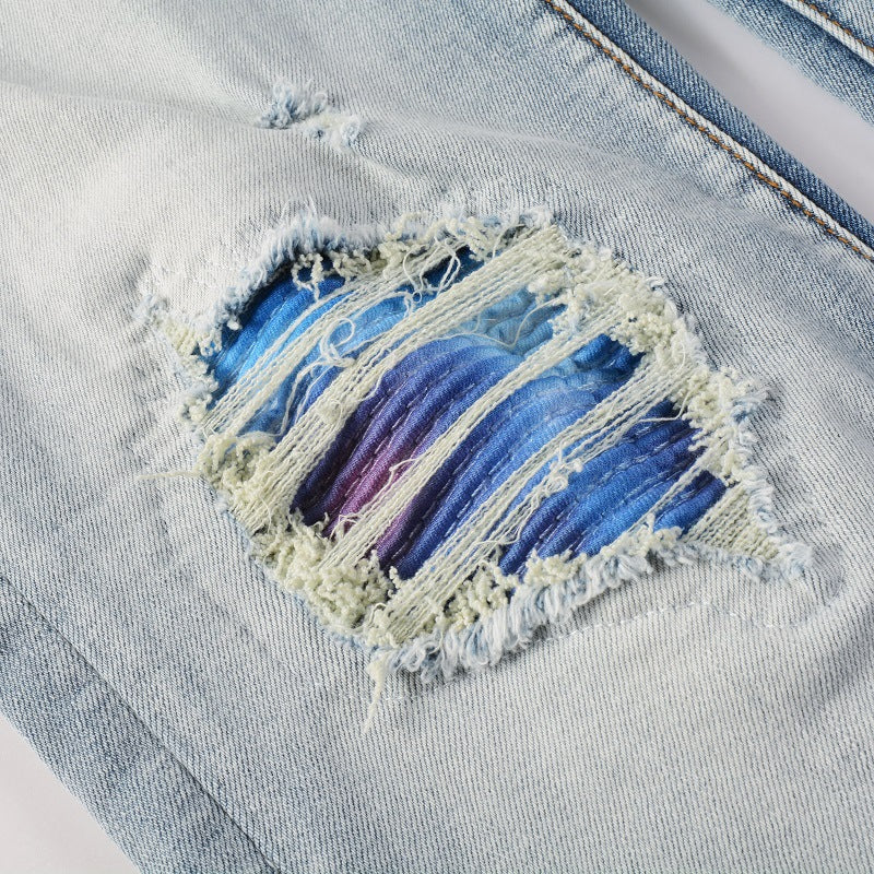 Calça Skinny Ripped com Detalhes Coloridos - O Retalho