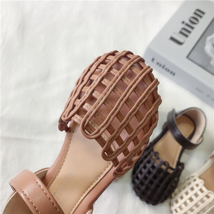 Sapatos femininos com sola macia e biqueira trançada - O Retalho
