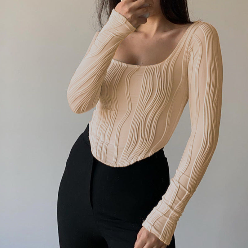 Camisa com decote U ,Manga Longa - O Retalho