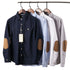 Elbow Patch Long Sleeve Shirt Men's Lapel Japanese-style Retro - O Retalho