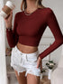 Crop top sem costas casual de malha - O Retalho