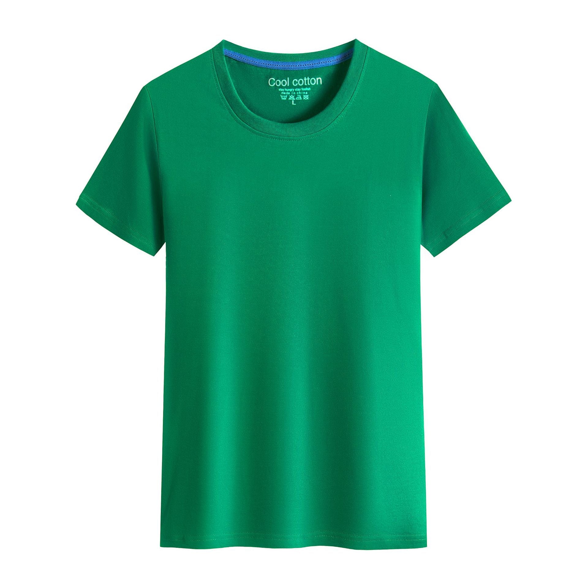 Cotton Blank With No Printed Patterns Round Neck Short T-shirt - O Retalho