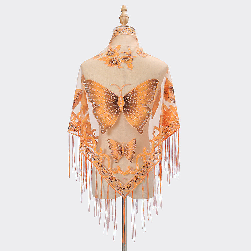 Lace Hollow-out Solid Color Triangle Women's Scarf - O Retalho