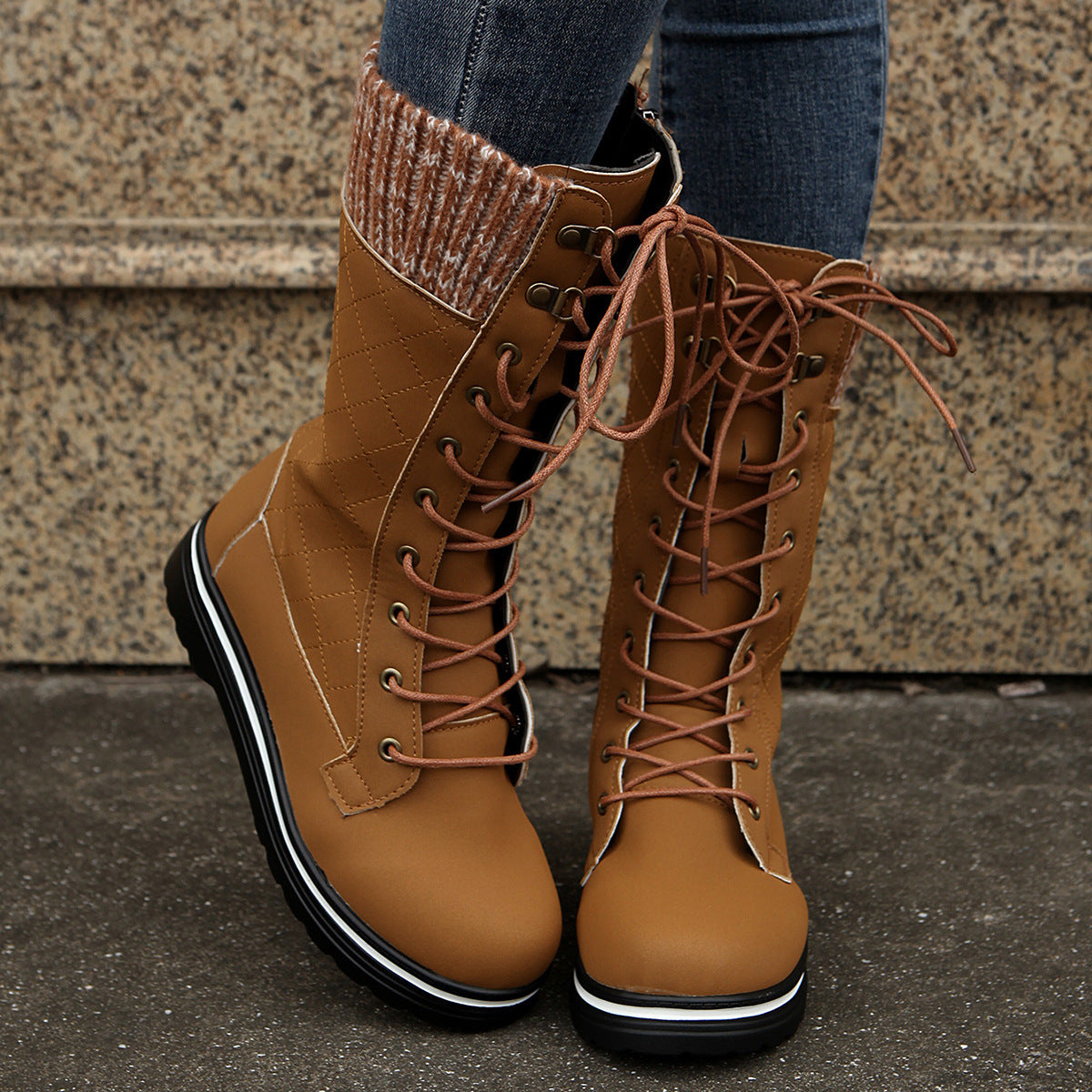 Botas de Cowboy de Cano Médio com Amarração para Mulheres - O Retalho
