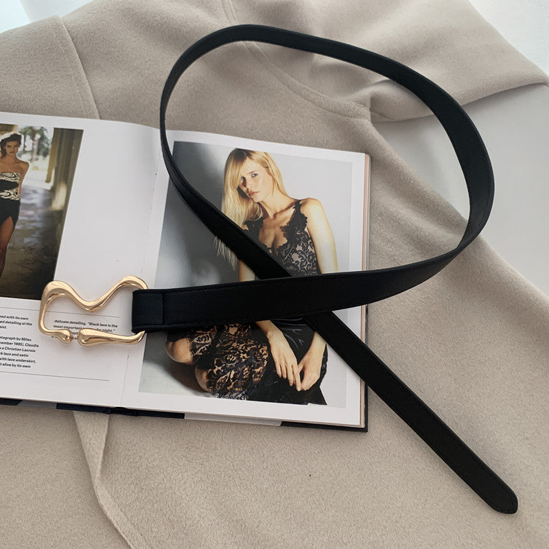 Thin Belt With Suit Coat Knot Decoration - O Retalho