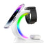 Carregador magnético 4 em 1 sem fio, carregamento rápido para smartphone, estação de carregamento com luz atmosférica para airpods pro, i-phone watch - O Retalho