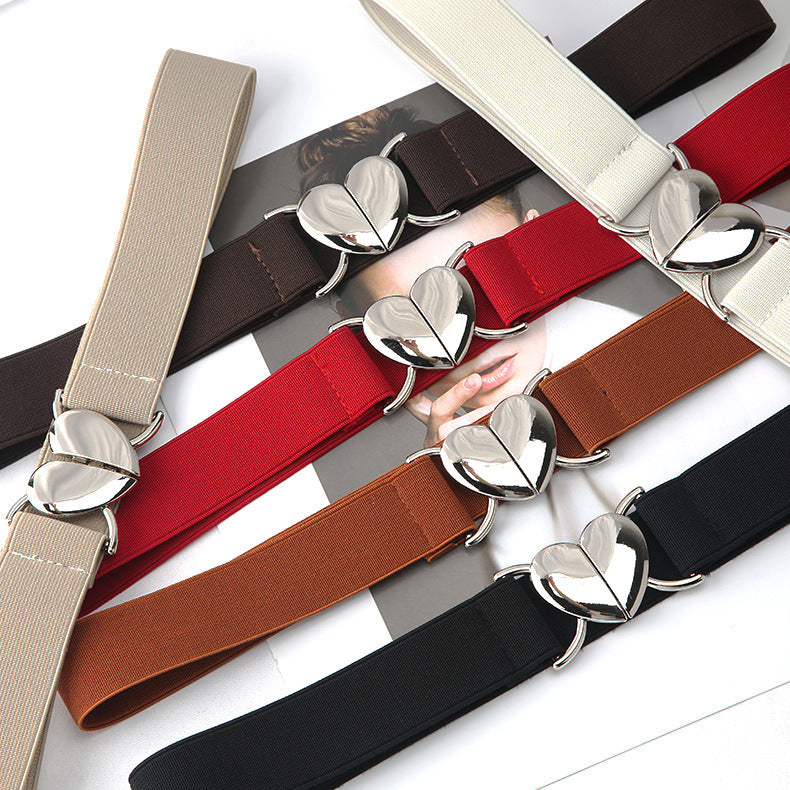 Elastic Stretch All-matching Love Buckle Thin Belt - O Retalho
