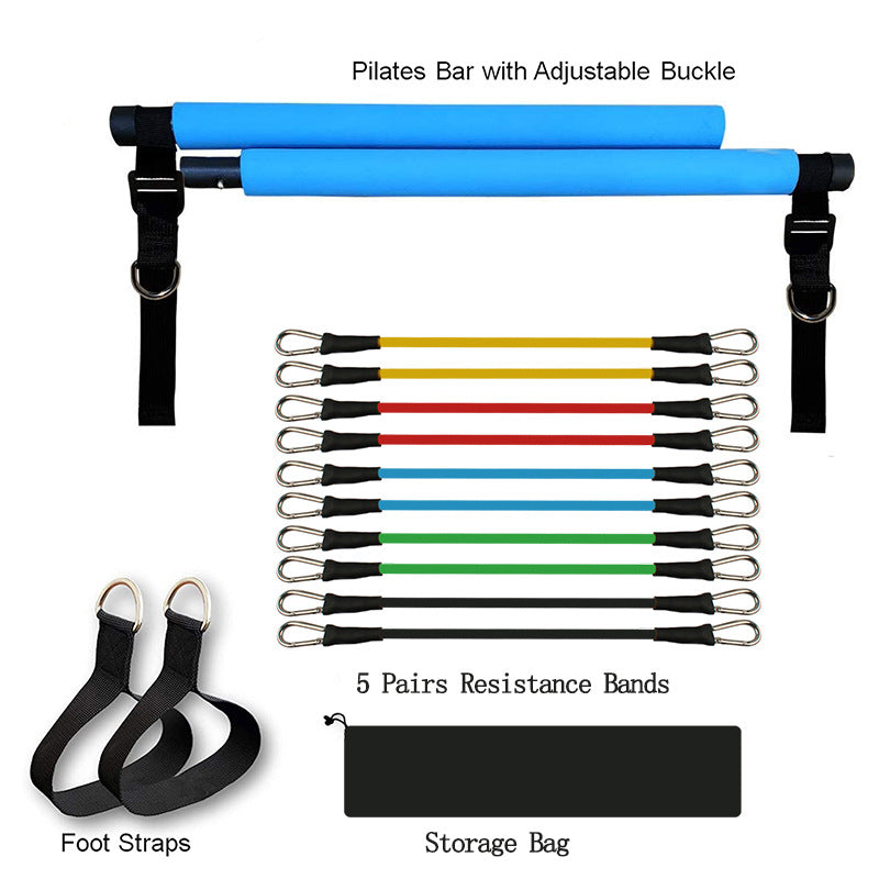 Fitness yoga pilates barra portátil acessórios de ginásio, esporte elástico musculação faixas resistência para treinador em casa - O Retalho
