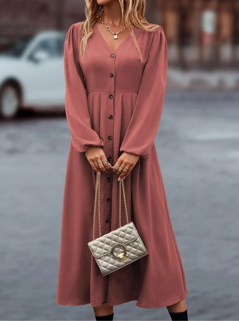 Vestido Elegante de Cintura Alta para mulheres - O Retalho