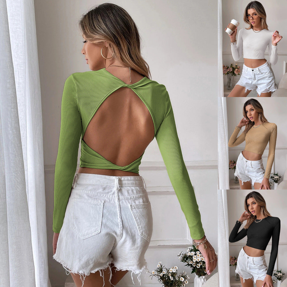 Crop top sem costas casual de malha - O Retalho