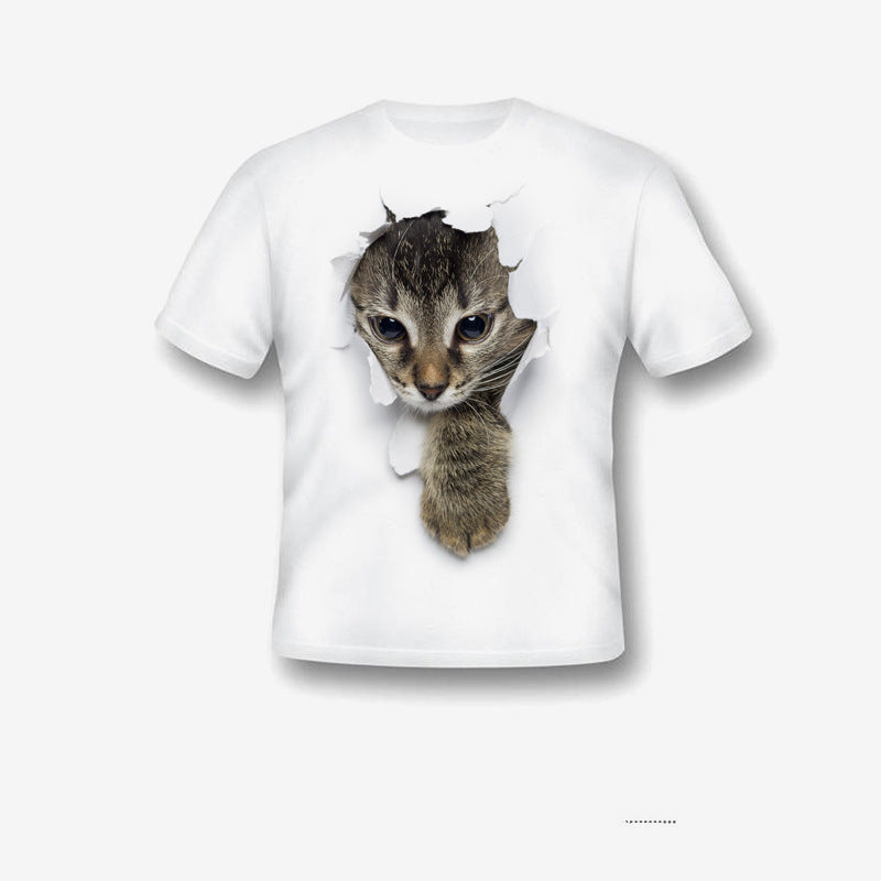 🐯Camiseta para meninos com Estampa de 3D Gato - O Retalho