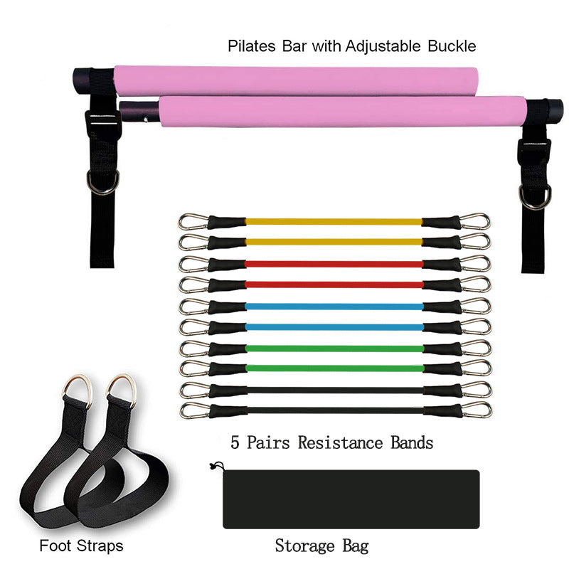 Fitness yoga pilates barra portátil acessórios de ginásio, esporte elástico musculação faixas resistência para treinador em casa - O Retalho