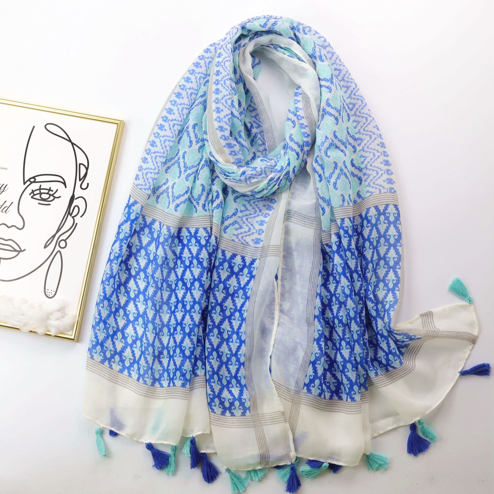 Baroque Geometric Printed Silk Scarf - O Retalho