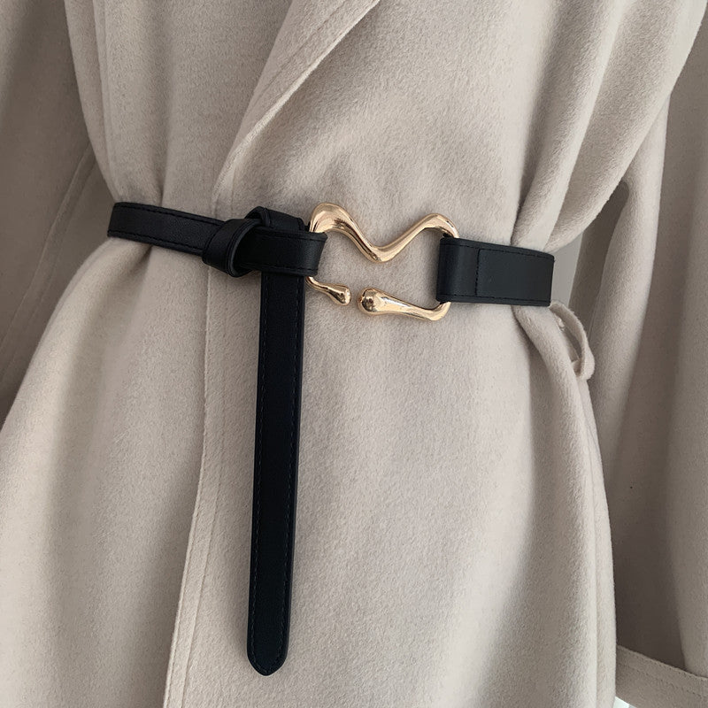 Thin Belt With Suit Coat Knot Decoration - O Retalho