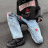 Spring And Autumn Embroidered Korean-style Slim-fit Stretch Jeans - O Retalho