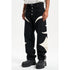 Calça Casual Solta de Couro com Patchwork e Cores Contrastantes de Marca Moderna - O Retalho