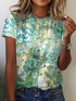 Blusa Feminina com Estampa Floral, Gola Redonda, Camiseta de Manga Curta - O Retalho