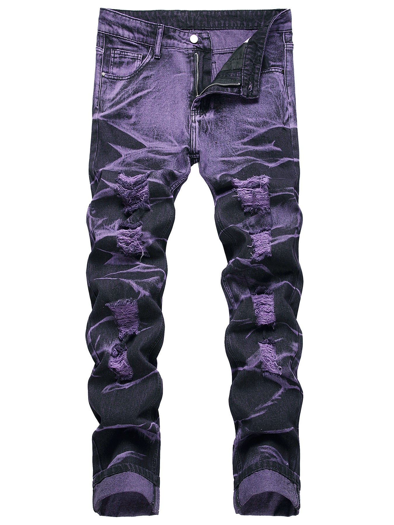 Calça Jeans Street Fashion Roxa e Preta - Estilo Ousado - O Retalho