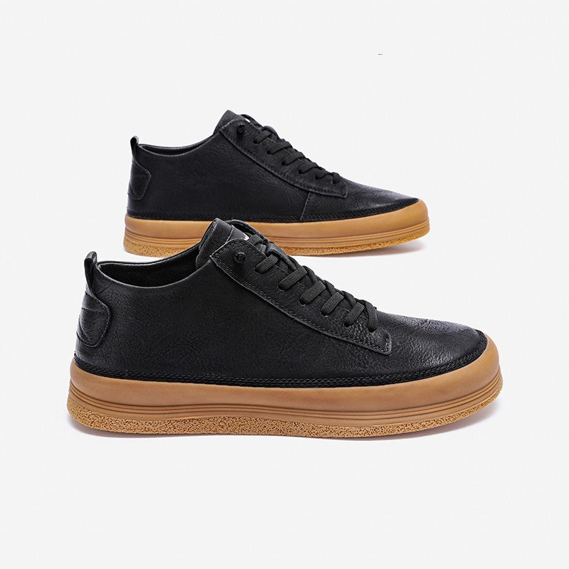 Sapatos casuais masculinos de couro com sola macia - O Retalho