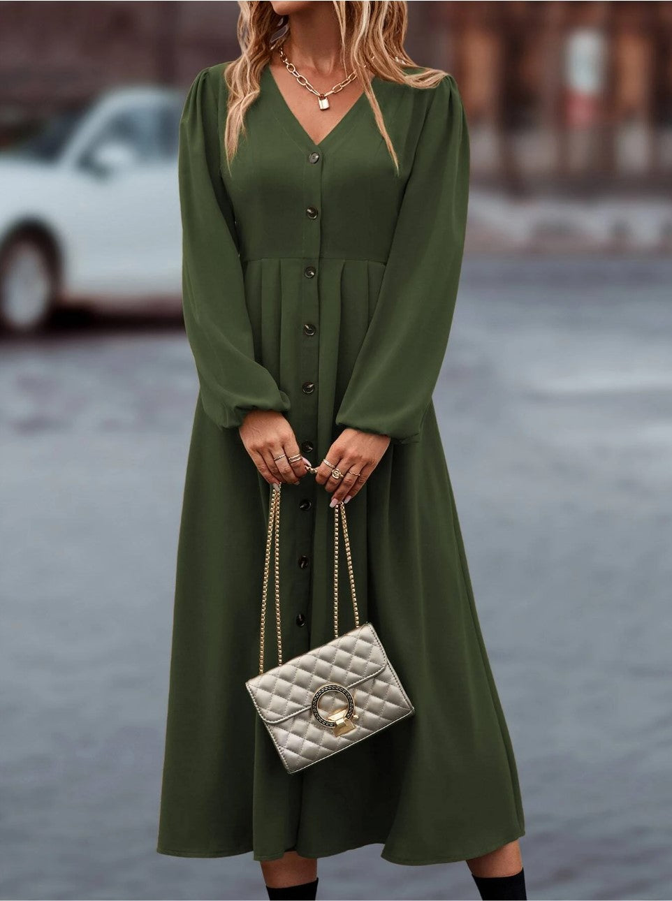 Vestido Elegante de Cintura Alta para mulheres - O Retalho
