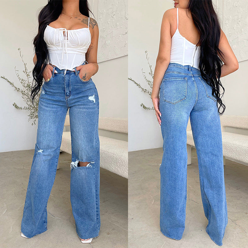 Calças jeans Casuais rasgadas - O Retalho
