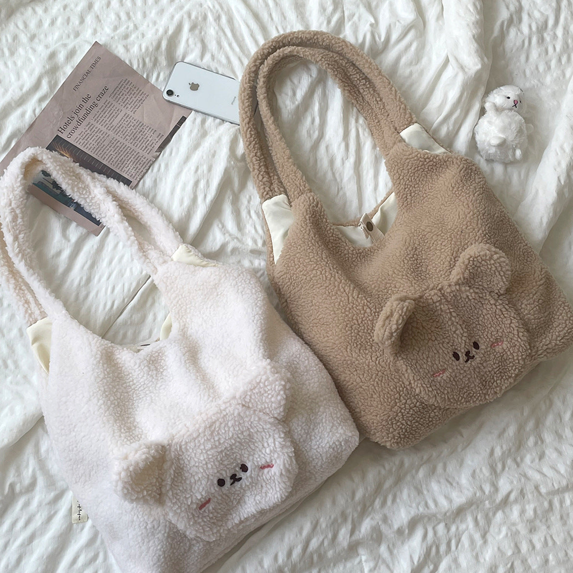 Bolsa personalizada para mulheres com design 3D de urso de desenho animado 🐻🌸 - O Retalho
