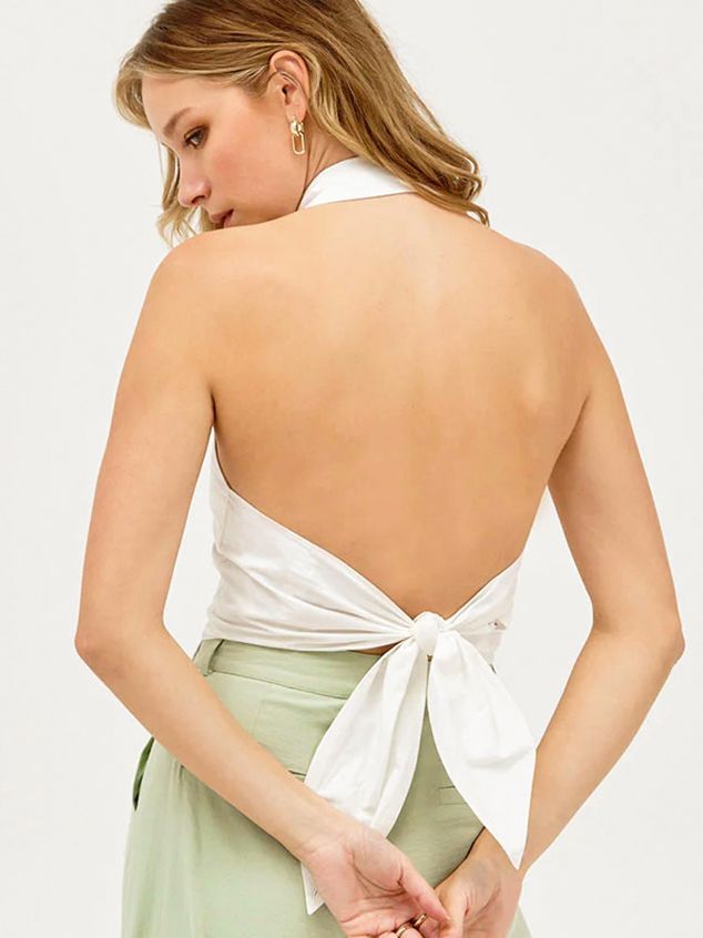 Crop top de gola alta sem costas , sem mangas - O Retalho