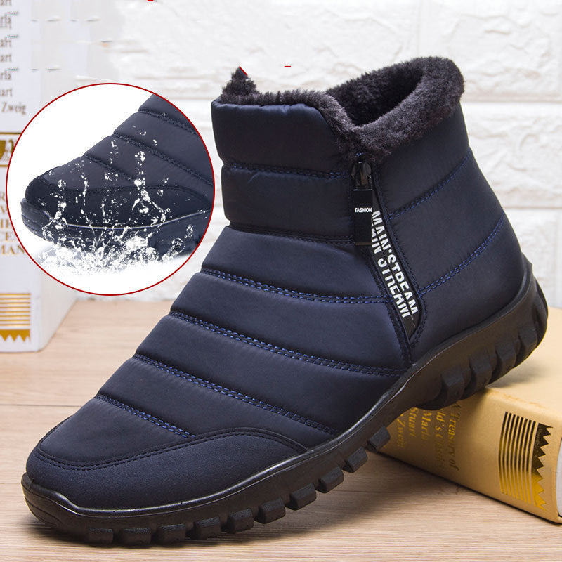 Botas de inverno para homens impermeáveis sapatos quentes com design de zíper - O Retalho