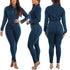 Macacão Jeans Azul escuro com Elástico nos Pés - O Retalho