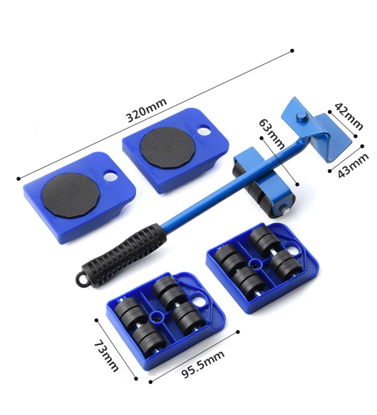 Kit de Elevação de Móveis - 5 Conjuntos Ferramentas Pesadas para Movimentação de Móveis em Carpetes com Sistema de Rolos - O Retalho